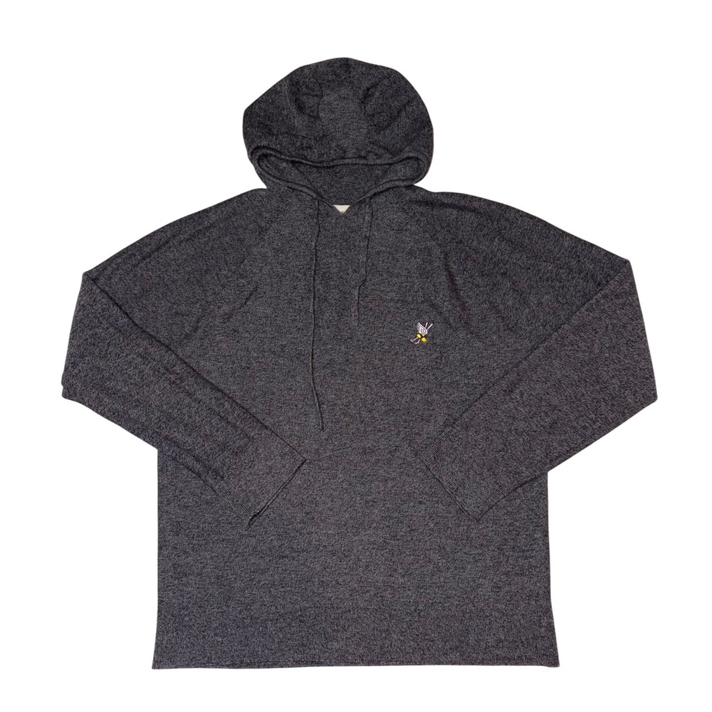 Johnstons of Elgin Womens 100% Wool Hoodie Sweater Grey Winged foot golf Size M